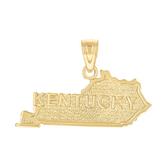 10kt Yellow Gold Mens Textured Kentucky State Map Charm Pendant