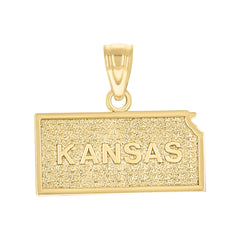 10kt Yellow Gold Mens Textured Kansas State Map Charm Pendant