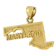 10kt Yellow Gold Mens Textured Maryland State Map Charm Pendant