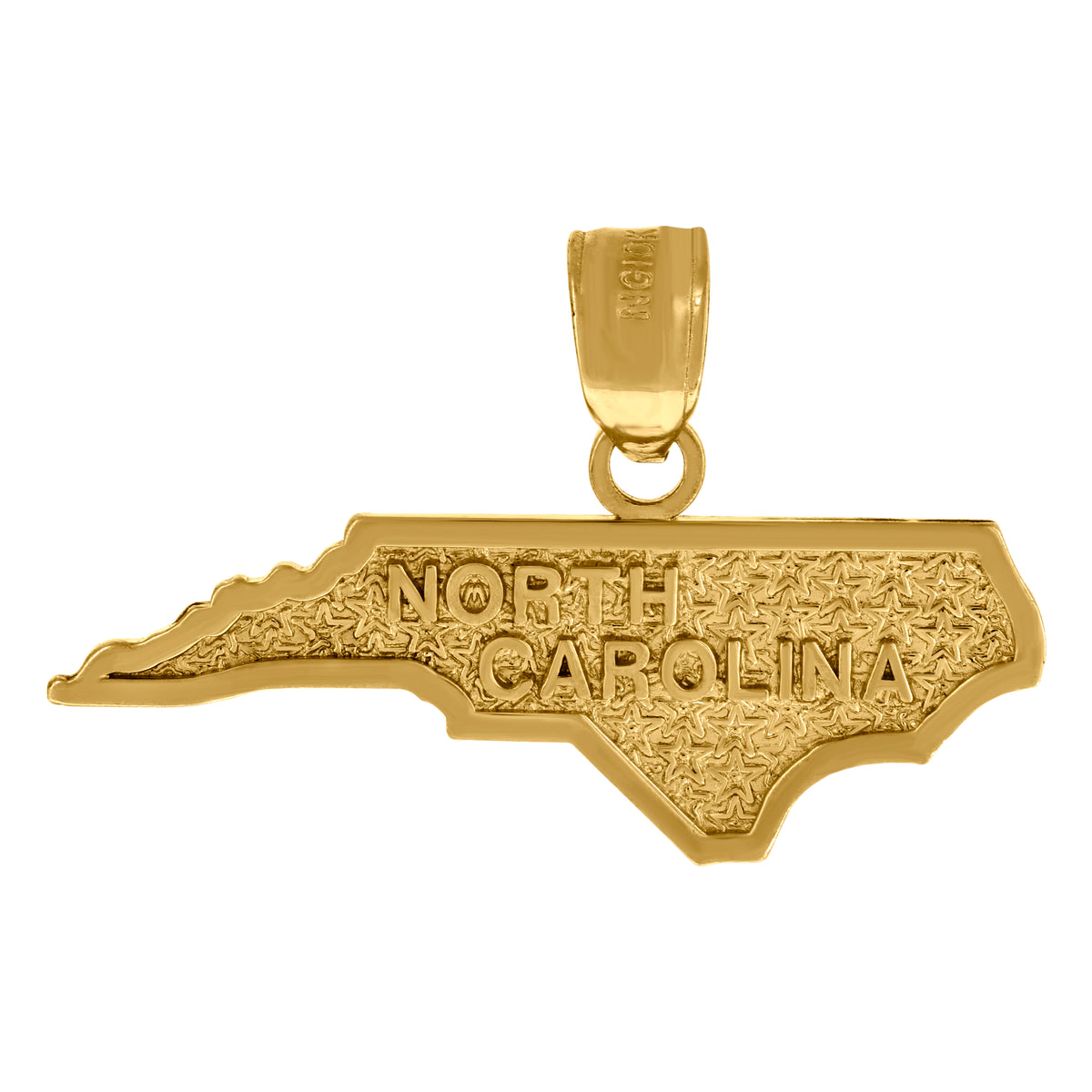 10kt Yellow Gold Mens Textured North Carolina State Map Charm Pendant