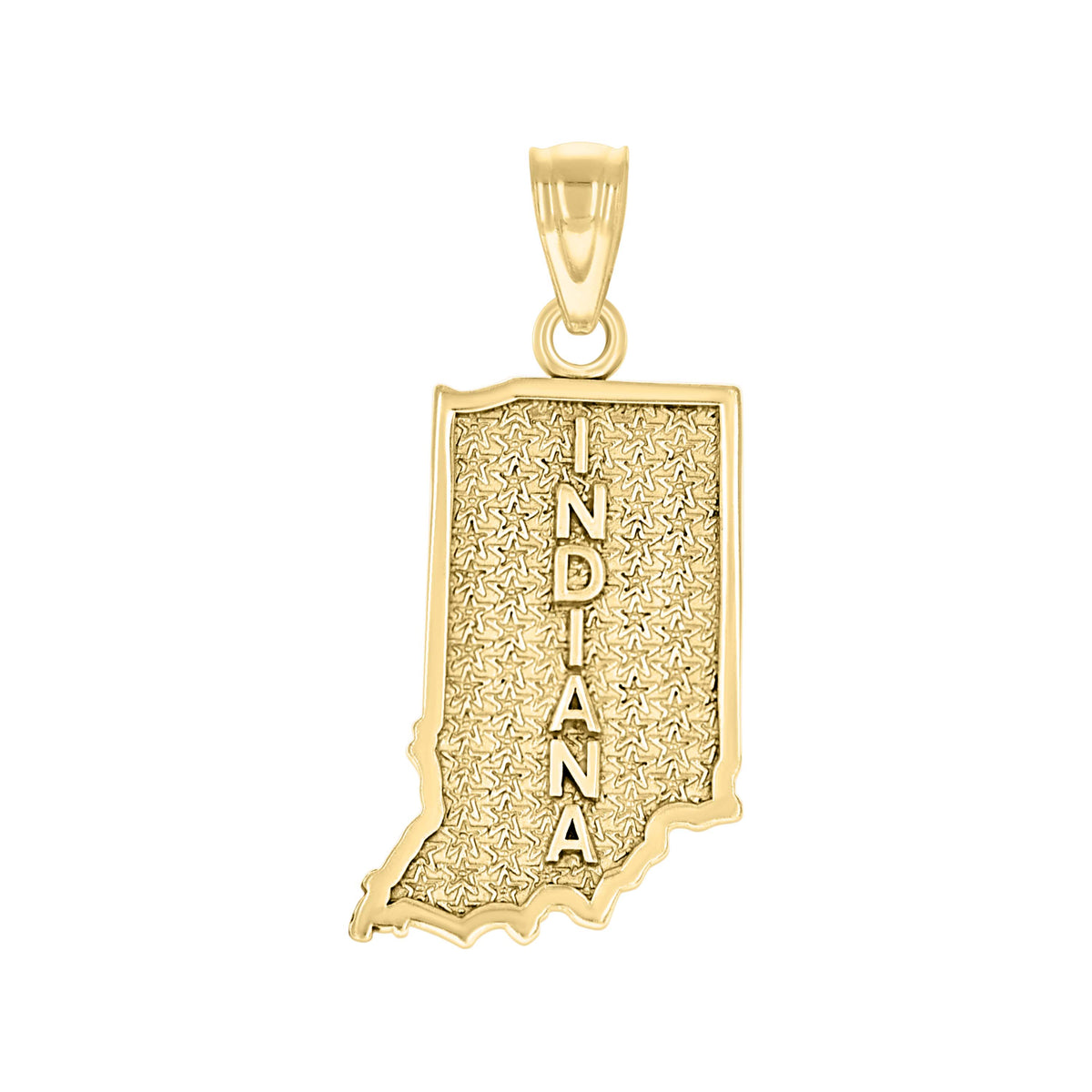 10kt Yellow Gold Mens Textured Indiana State Map Charm Pendant
