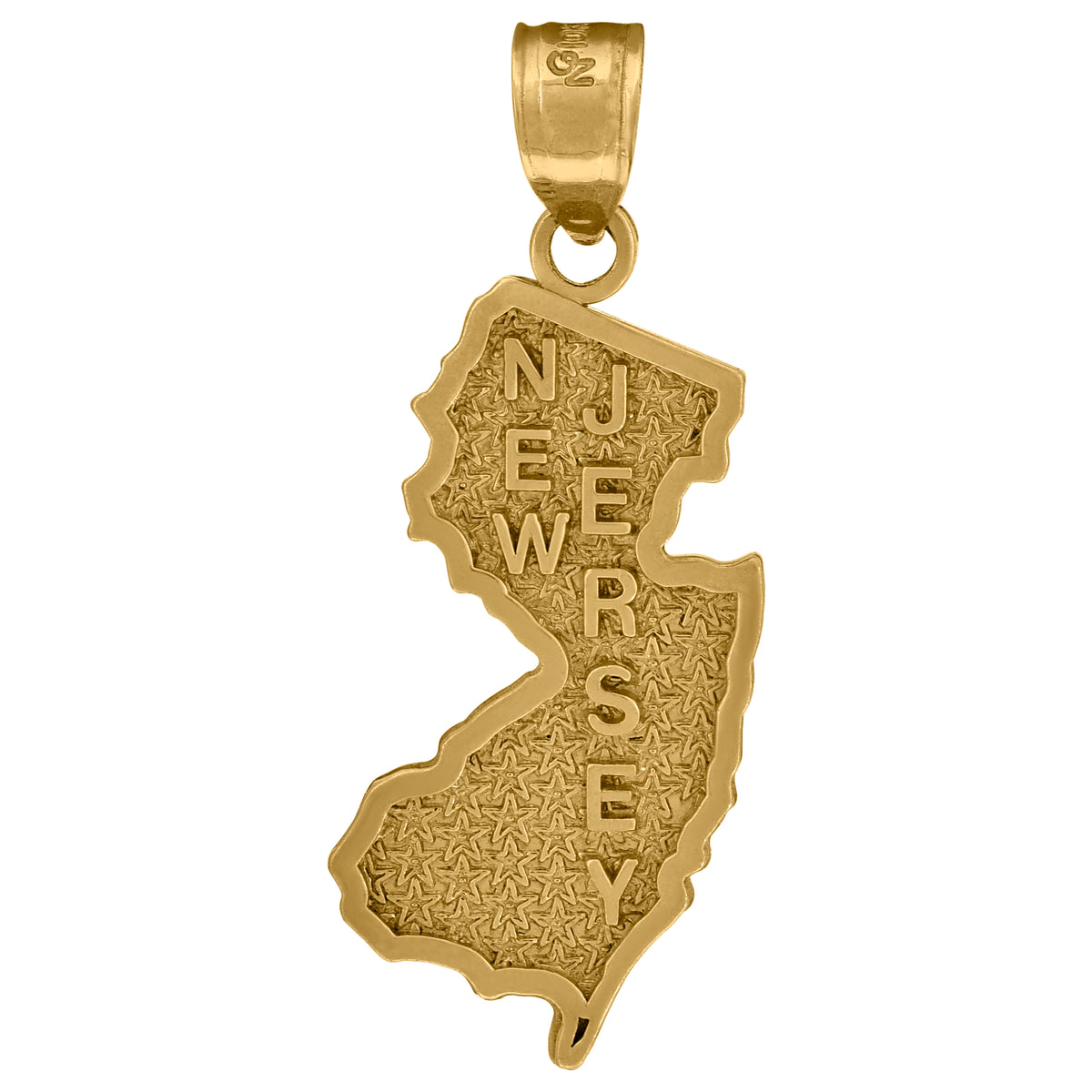 10kt Yellow Gold Mens Textured New Jersey State Map Charm Pendant