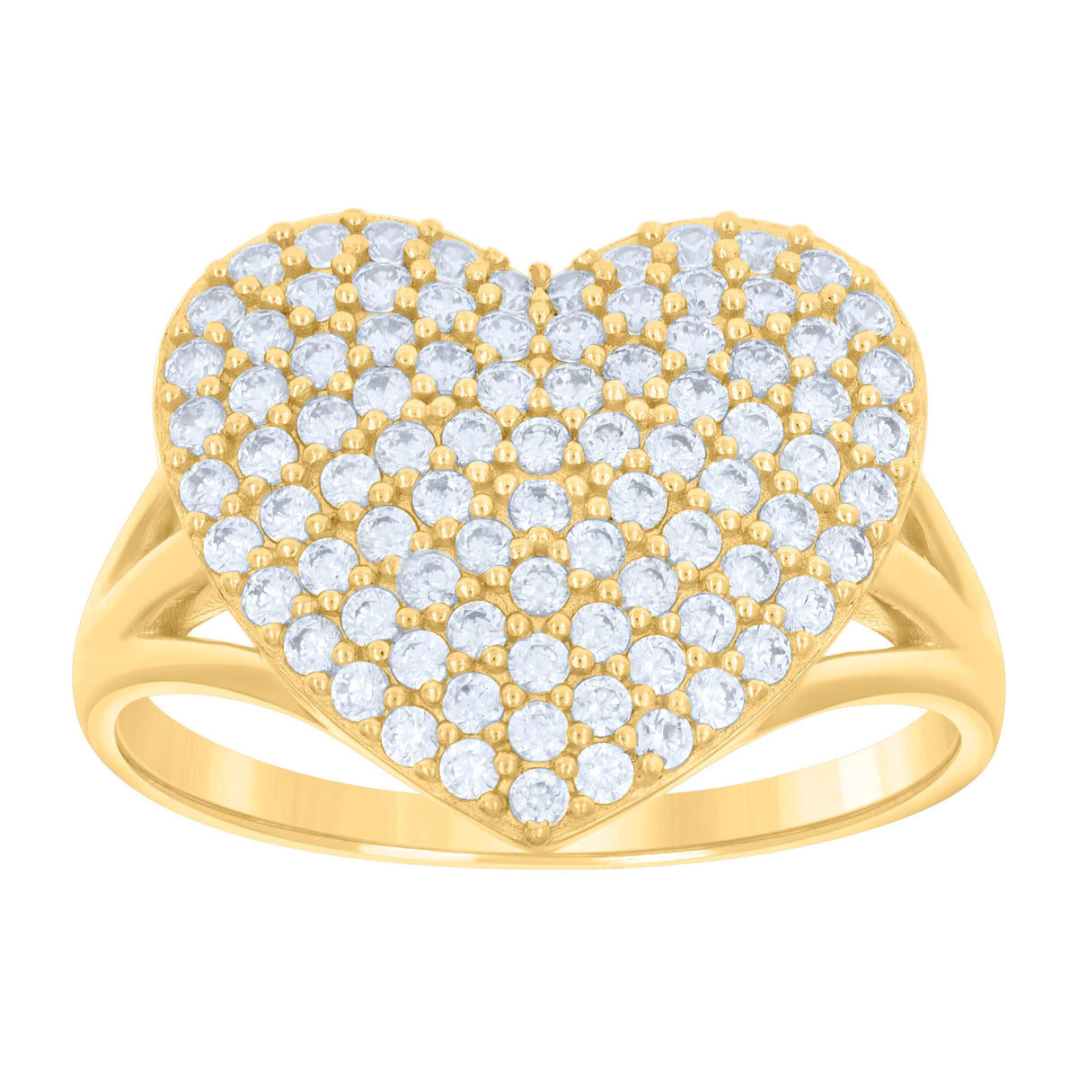 14kt Yellow Gold Womens Cubic-Zirconia Heart Ring
