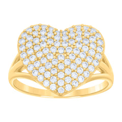 14kt Yellow Gold Womens Cubic-Zirconia Heart Ring