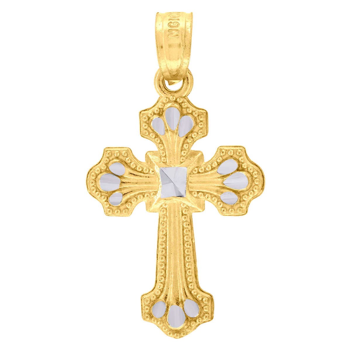 10kt Two-Tone Gold Womens Mens Unisex Cross Religious Charm Pendant