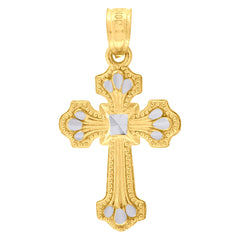 10kt Two-Tone Gold Womens Mens Unisex Cross Religious Charm Pendant