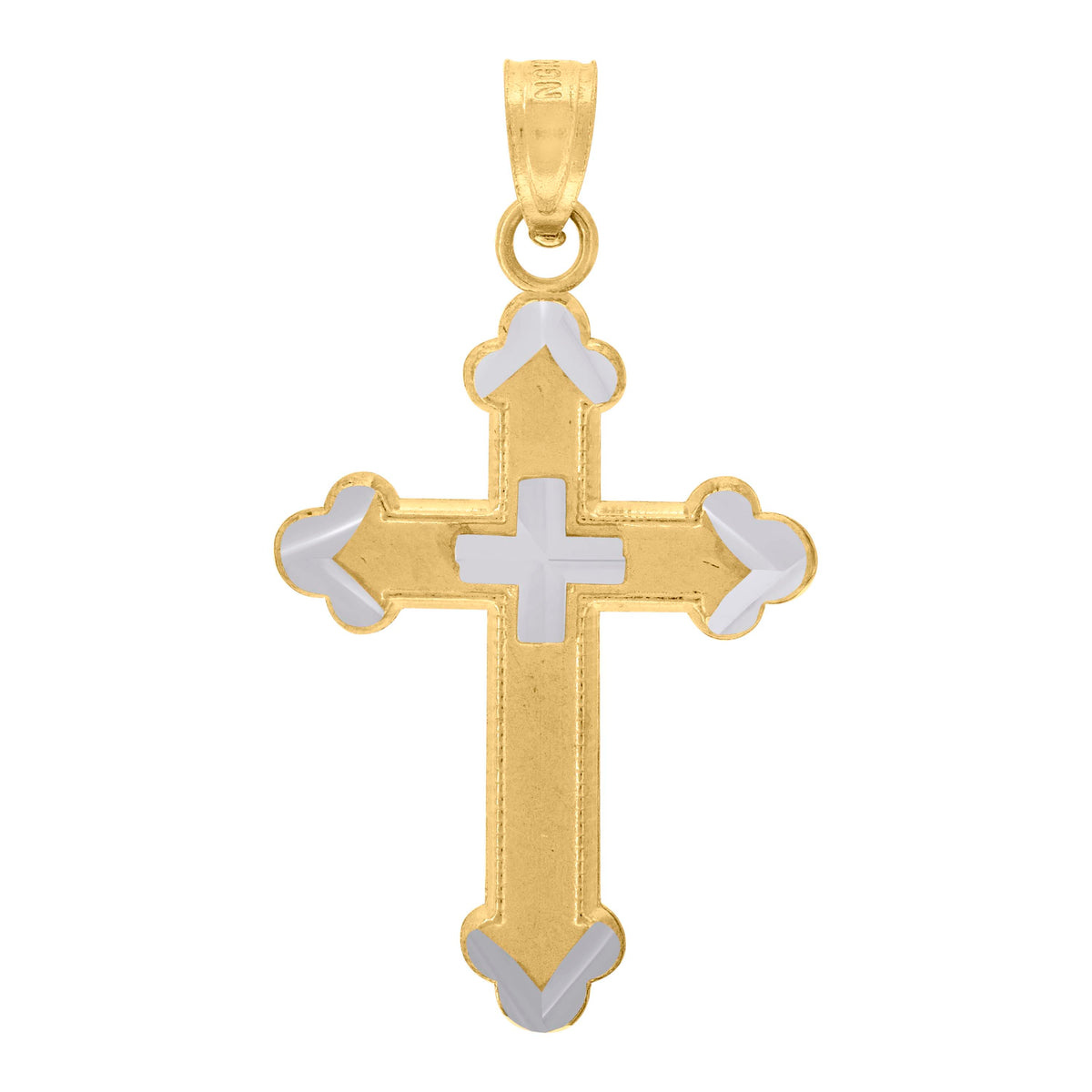 10kt Two-Tone Gold Unisex Cross Religious Charm Pendant