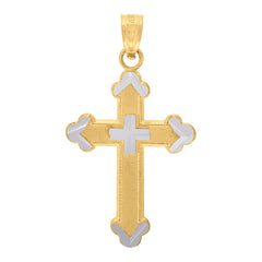 10kt Two-Tone Gold Unisex Cross Religious Charm Pendant