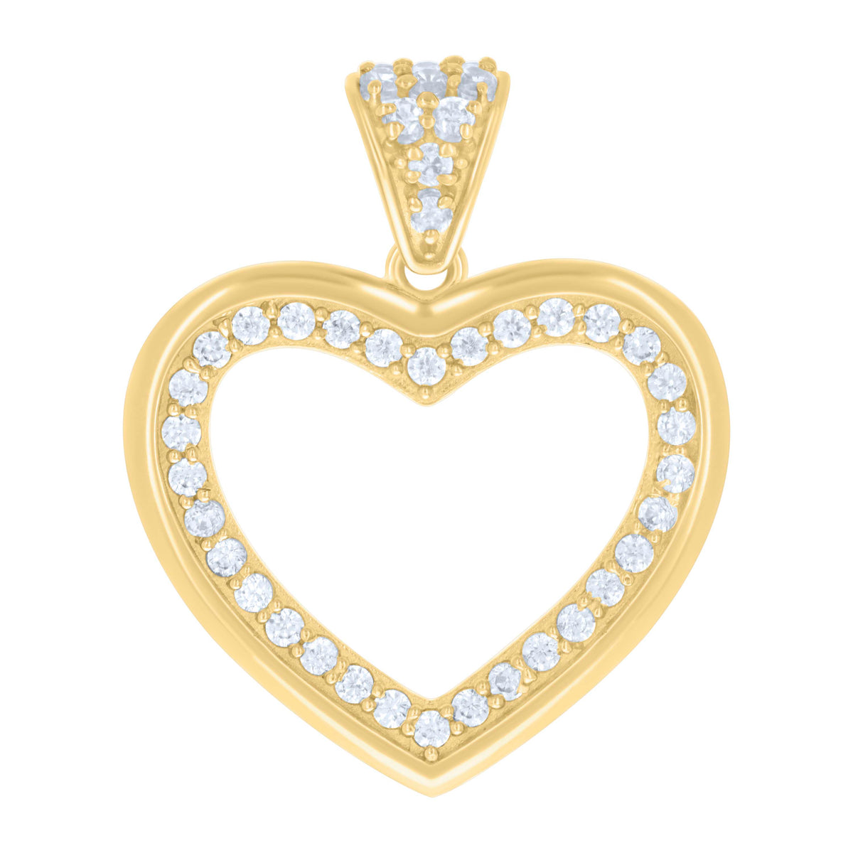 14kt Yellow Gold Womens Cubic-Zirconia Heart Charm Pendant