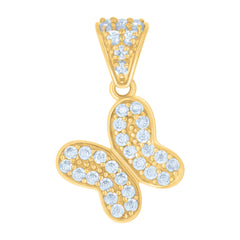 14kt Yellow Gold Womens Cubic-Zirconia Butterfly Fashion Charm Pendant