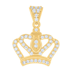 14kt Yellow Gold Womens Cubic-Zirconia Crown Fashion Charm Pendant