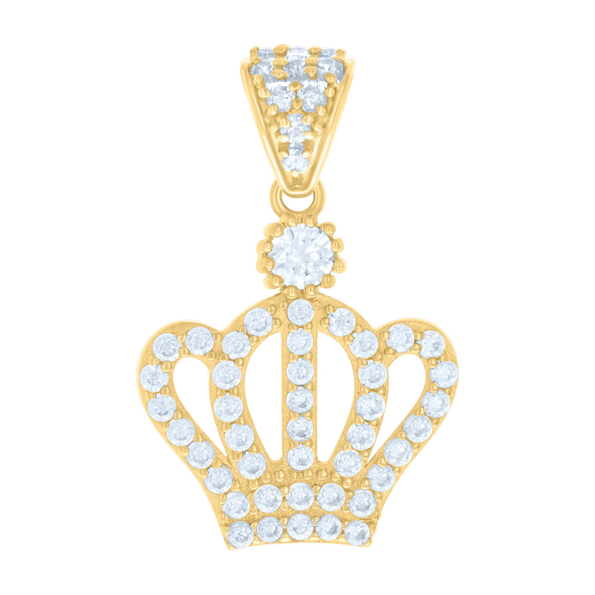 14kt Yellow Gold Womens Cubic-Zirconia Crown Fashion Charm Pendant