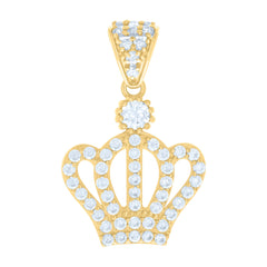 14kt Yellow Gold Womens Cubic-Zirconia Crown Fashion Charm Pendant