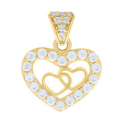 14kt Yellow Gold Womens Cubic-Zirconia Hearts In Heart Charm Pendant