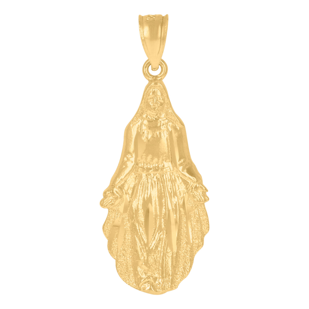 10kt Yellow Gold Diamond-Cut Womens Guadalupe Mary Religious Charm Pendant