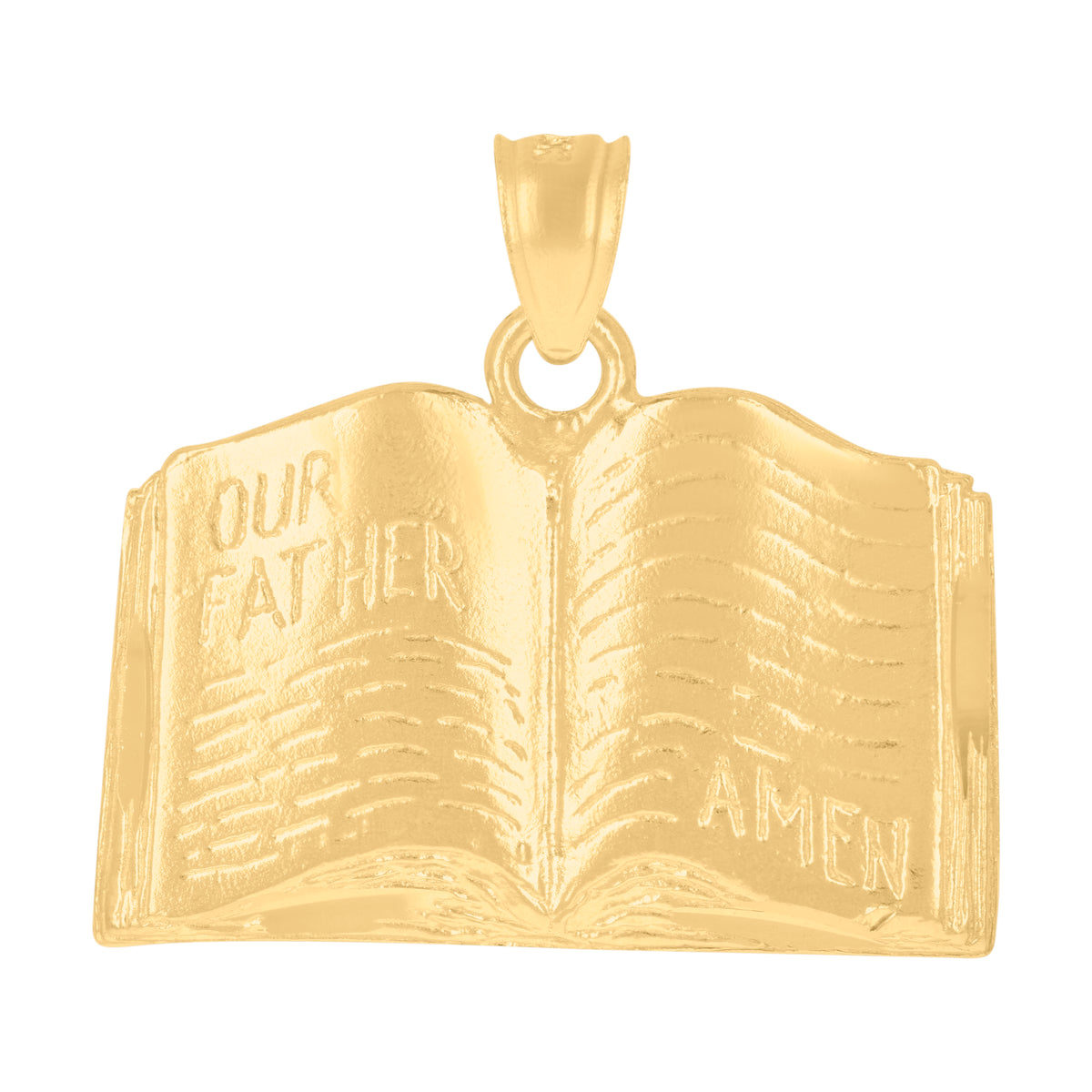 10kt Yellow Gold Unisex Bible Our Father Amen Religious Charm Pendant