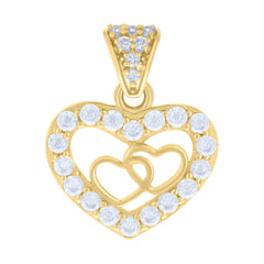 10kt Yellow Gold Womens Cubic-Zirconia Hearts In Heart Charm Pendant