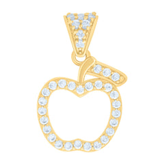 10kt Yellow Gold Womens Cubic-Zirconia Apple Food Fashion Charm Pendant