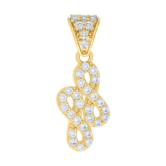 10kt Yellow Gold Womens Cubic-Zirconia Double Infinity Charm Pendant