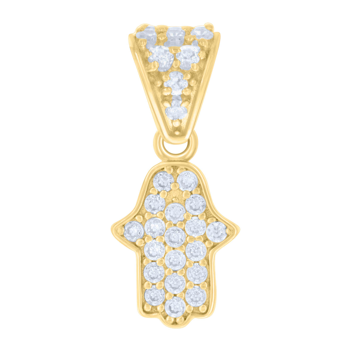 10kt Yellow Gold Womens Cubic-Zirconia Hamsa Symbol Religious Charm Pendant