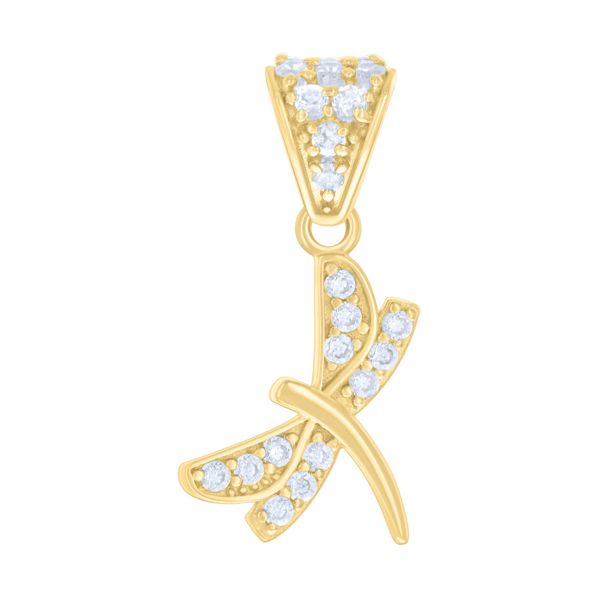 10kt Yellow Gold Womens Cubic-Zirconia Dragonfly Fashion Charm Pendant