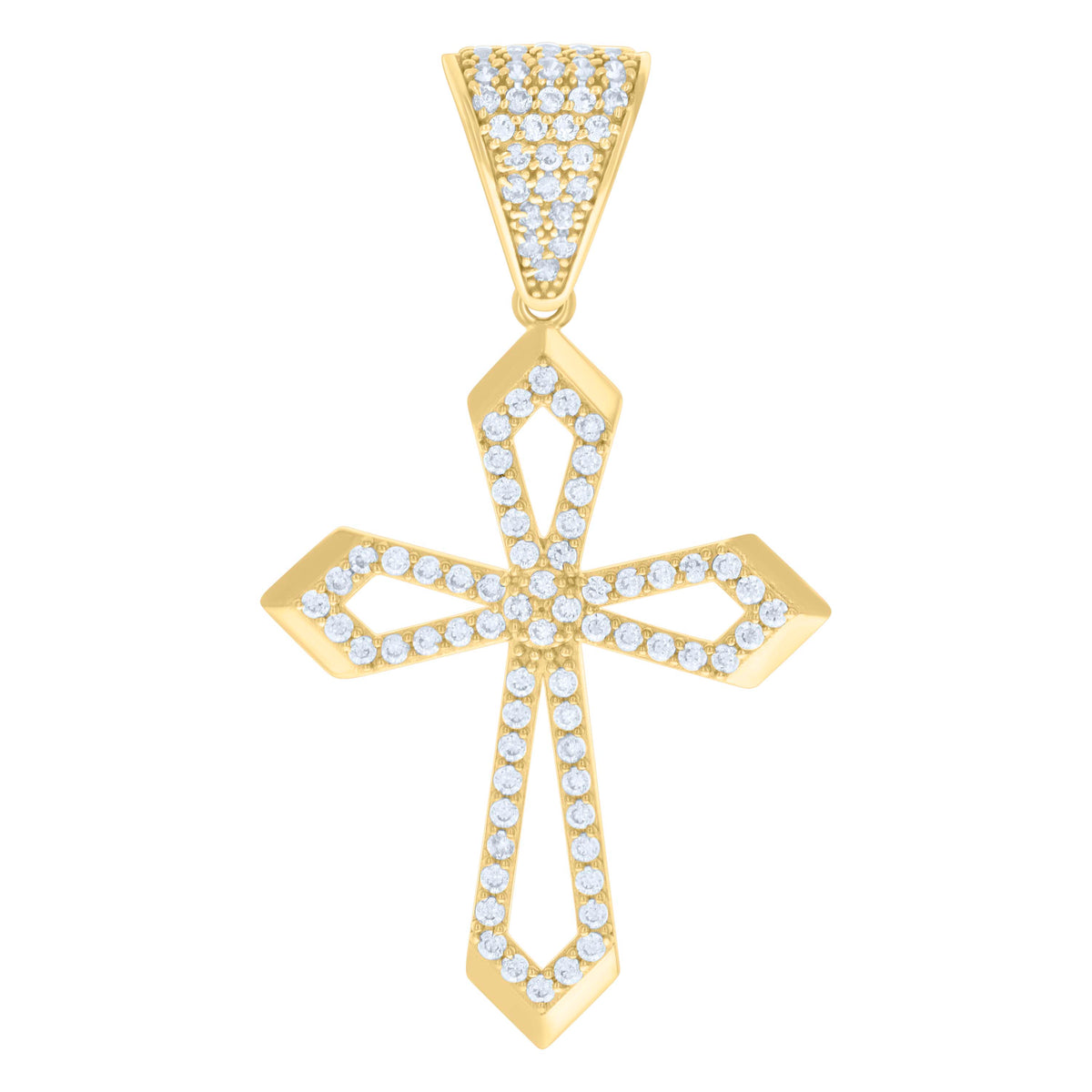 10kt Yellow Gold Mens Cubic-Zirconia Passion Cross Religious Charm Pendant