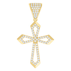 10kt Yellow Gold Mens Cubic-Zirconia Passion Cross Religious Charm Pendant