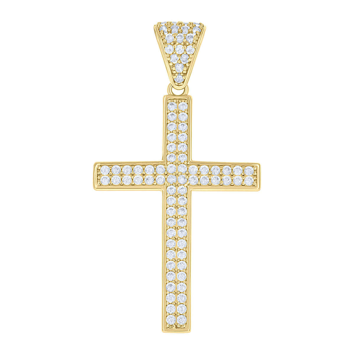 10kt Yellow Gold Mens Cubic-Zirconia Latin Cross Religious Charm Pendant