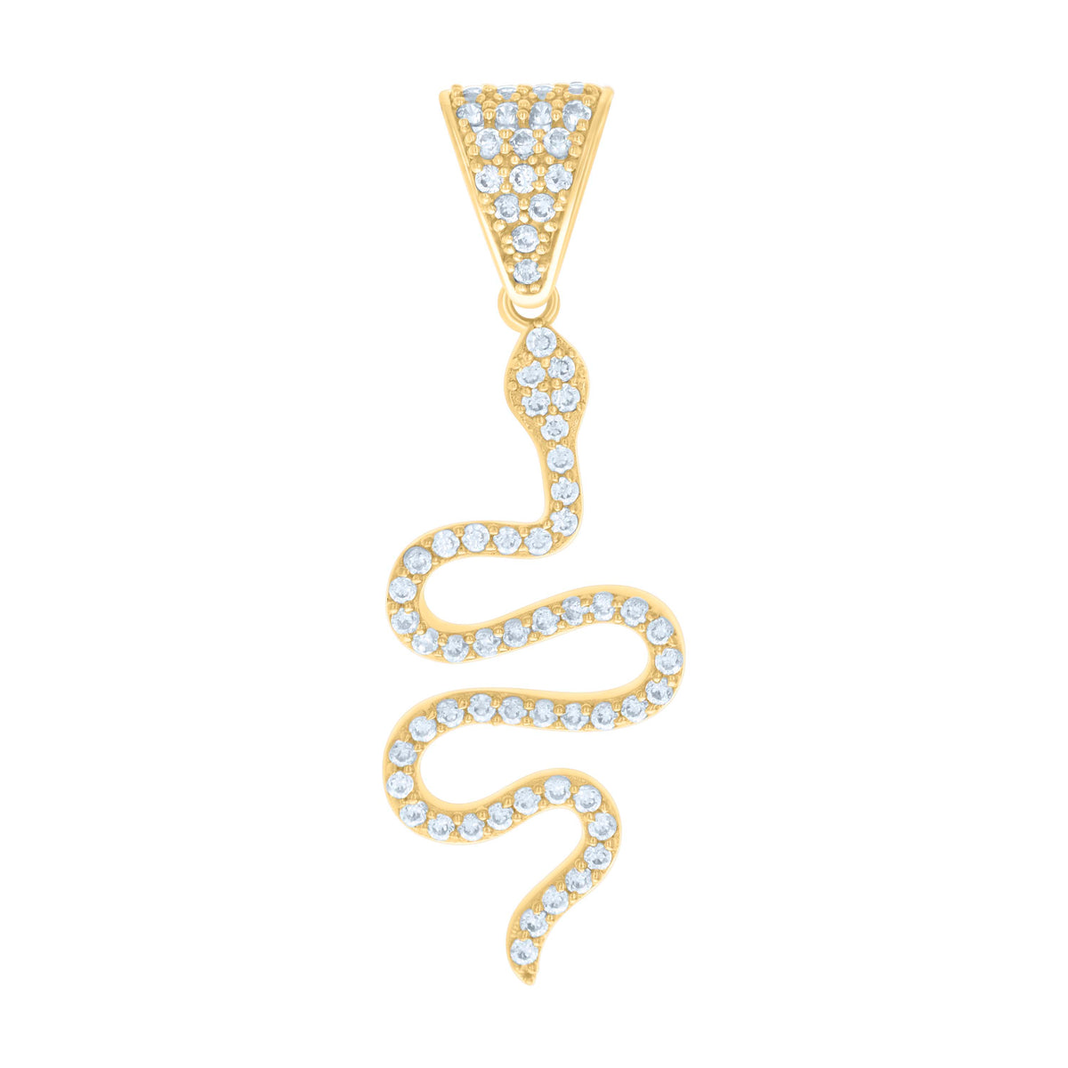 10kt Yellow Gold Womens Cubic-Zirconia Snake Reptiles Wildlife Charm Pendant
