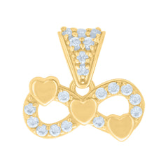 10kt Yellow Gold Womens Cubic-Zirconia Infinity Hearts Charm Pendant