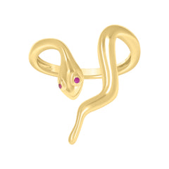 14kt Yellow Gold Womens Pink Cubic-Zirconia Snake Reptile Wildlife Ring