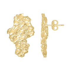 10kt Yellow Gold Womens Nugget Stud Earrings