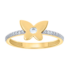 10kt Two-tone Gold Womens Cubic-Zirconia Butterfly Fashion Ring