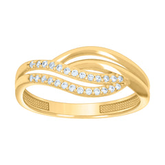 10kt Yellow Gold Womens Cubic-Zirconia Twisted Fashion Ring
