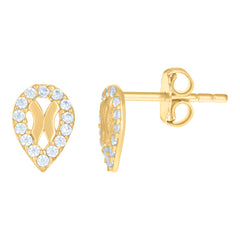 10kt Yellow Gold Womens Cubic-Zirconia Tear Drop Fashion Stud Earrings