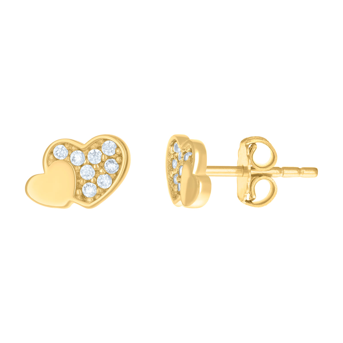 10kt Yellow Gold Womens Cubic-Zirconia Butterfly Heart Stud Earrings