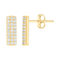 10kt Yellow Gold Womens Cubic-Zirconia Elongated Bar Fashion Stud Earrings
