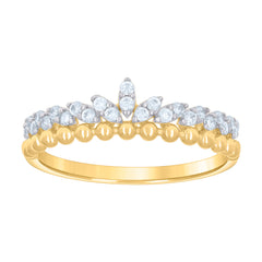 10kt Two-tone Gold Womens Cubic-Zirconia Marijuana Leaf Fashion Ring