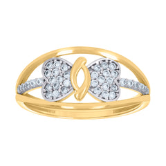 10kt Yellow Gold Womens Pink White Cubic-Zirconia Flower Fashion Ring