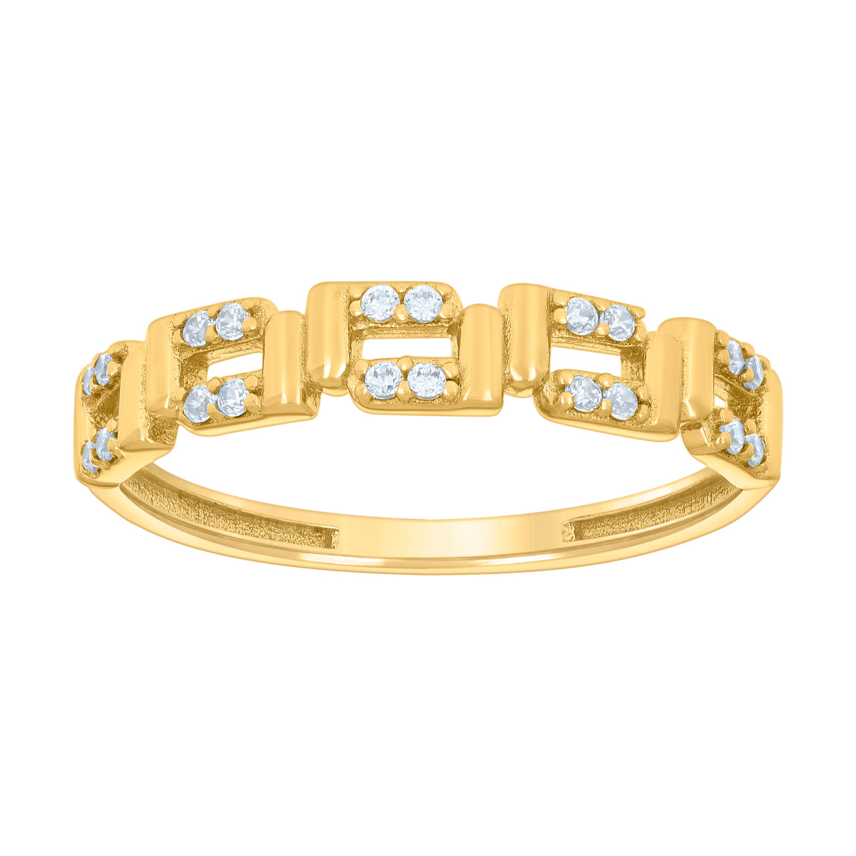 10kt Yellow Gold Womens Pink White Emerald Round Cubic-Zirconia Fashion Ring