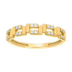 10kt Yellow Gold Womens Pink White Emerald Round Cubic-Zirconia Fashion Ring