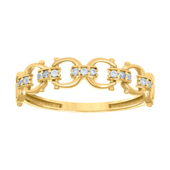 10kt Yellow Gold Womens Pink White Emerald Round Cubic-Zirconia Greek Key Sides Fashion Ring