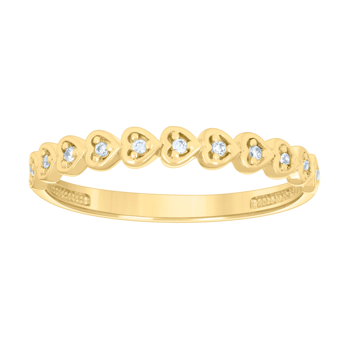 14kt Yellow Gold Womens Cubic-Zirconia Multi Hearts Ring