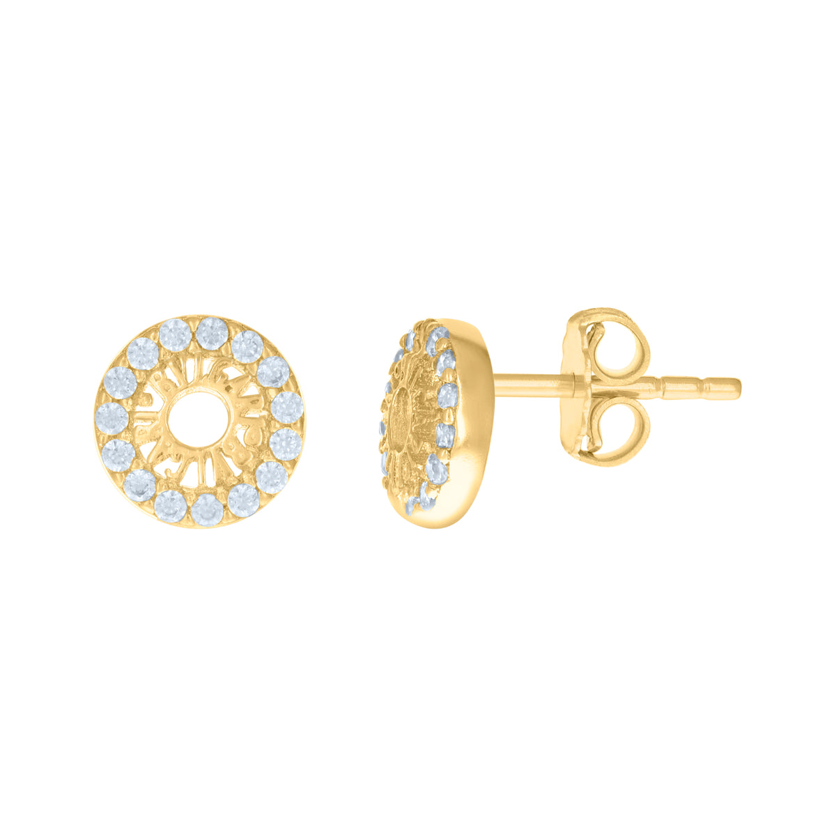 14kt Yellow Gold Womens Cubic-Zirconia Fashion Stud Earrings