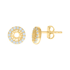 14kt Yellow Gold Womens Cubic-Zirconia Fashion Stud Earrings
