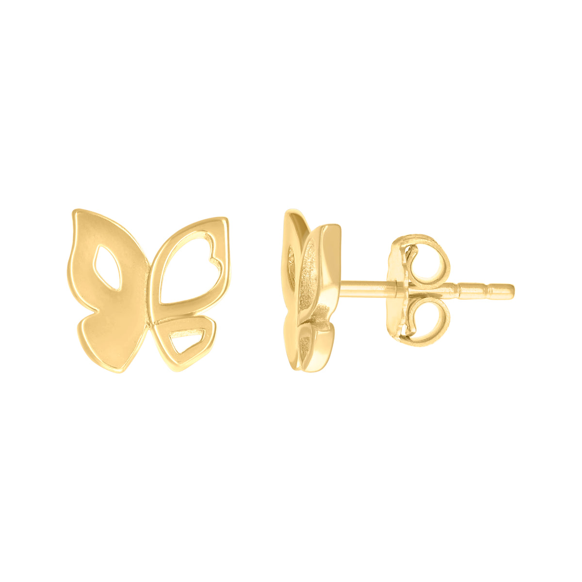 14kt Yellow Gold Womens Butterfly Fashion Stud Earrings