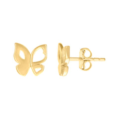 14kt Yellow Gold Womens Butterfly Fashion Stud Earrings