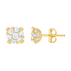 14kt Yellow Gold Womens Cubic-Zirconia Flower Fashion Stud Earrings