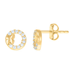 14kt Yellow Gold Womens Cubic-Zirconia Circle Butterfly Fashion Stud Earrings