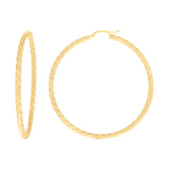 14Kt Yellow Gold Womens Diamond-cut Spotted Patterned Fancy Hoop Earrings 3mm-63
